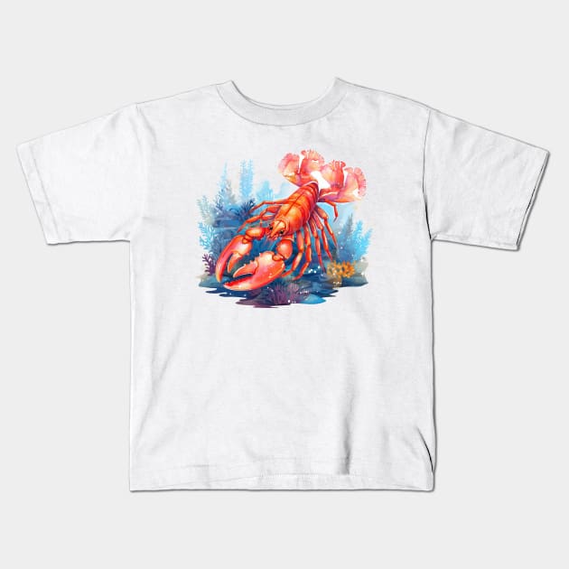 Red Lobster Kids T-Shirt by zooleisurelife